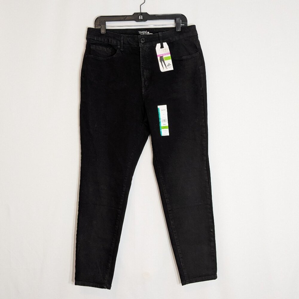 TIME AND TRU High Rise Skinny Black Stretch Denim Jeans; Size 16